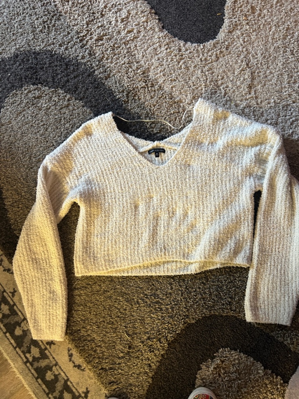 Kendall & Kylie Cream and Brown Plush Pullover